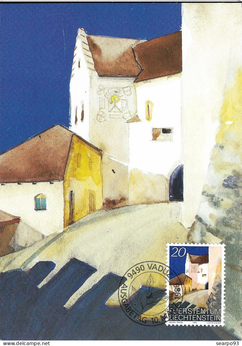 LIECHTENSTEIN. MAXICARD FIRST DAY. VADUZ CASTLE. 1986 - Cartes-Maximum (CM)