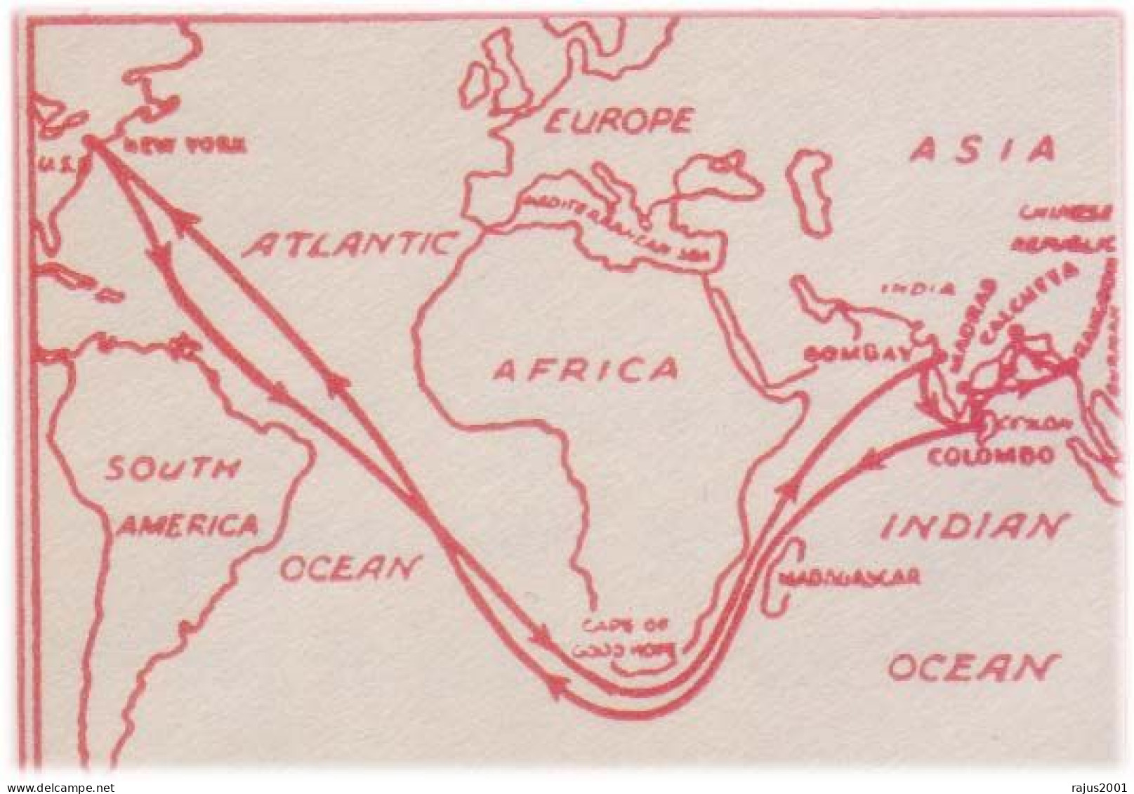 Maiden Voyage Ceylon S.S. EXCELLER Ship, Map, American Export Lines PASSED CENSOR 6 COLOMSS Sea Mail 1941 Censored Cover - Ceylon (...-1947)