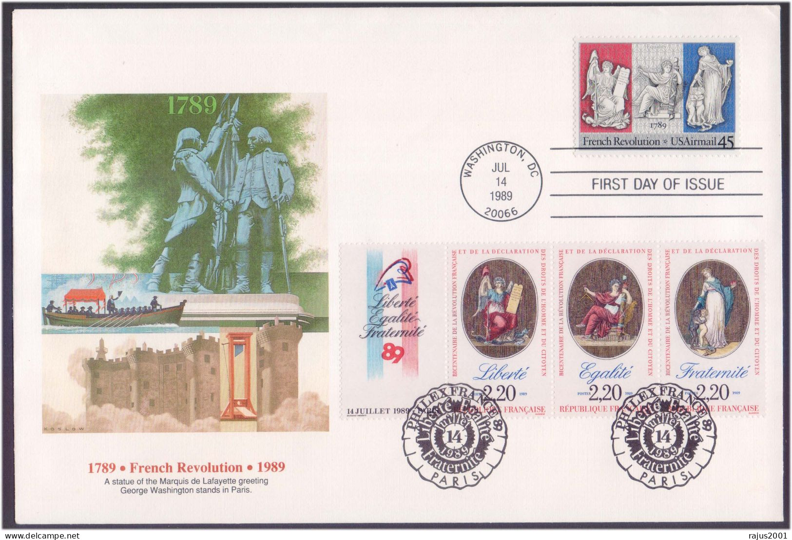 Plumbline, Masonic Symbol, Liberty, Equality & Fraternity, Freemasonry, Heart In Hand, French Revolution Big FDC - Franc-Maçonnerie