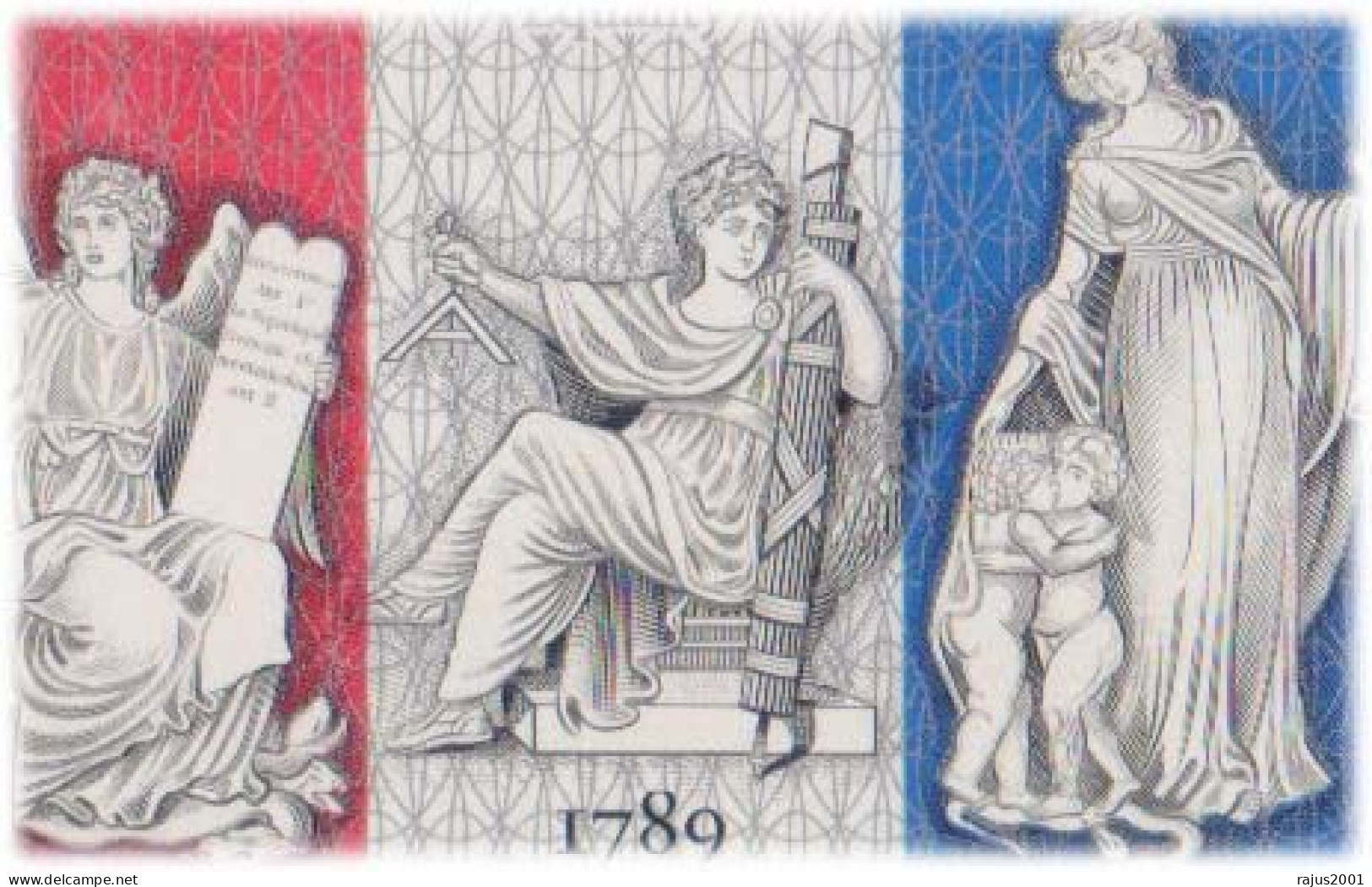 Plumbline, Masonic Symbol, Liberty, Equality & Fraternity, Freemasonry, Heart In Hand, French Revolution Big FDC - Massoneria