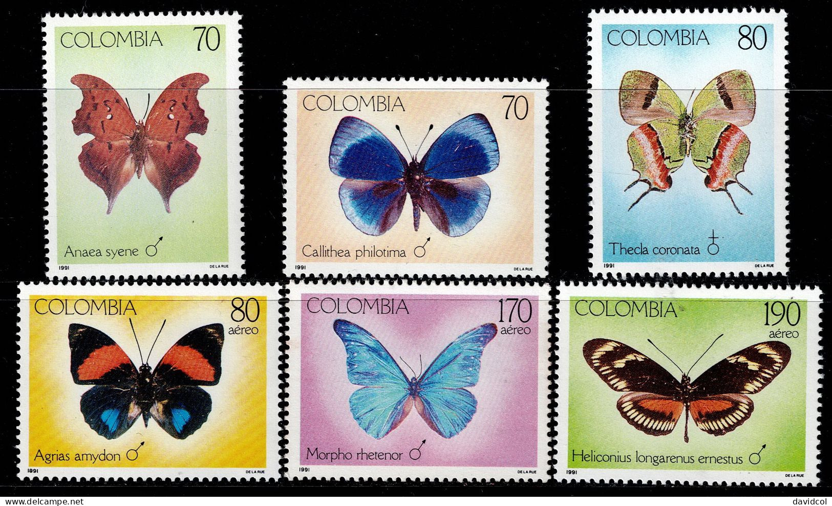 02- KOLUMBIEN - 1991 - MI#:1820-1825 - MNH- BUTTERFLIES - Colombia