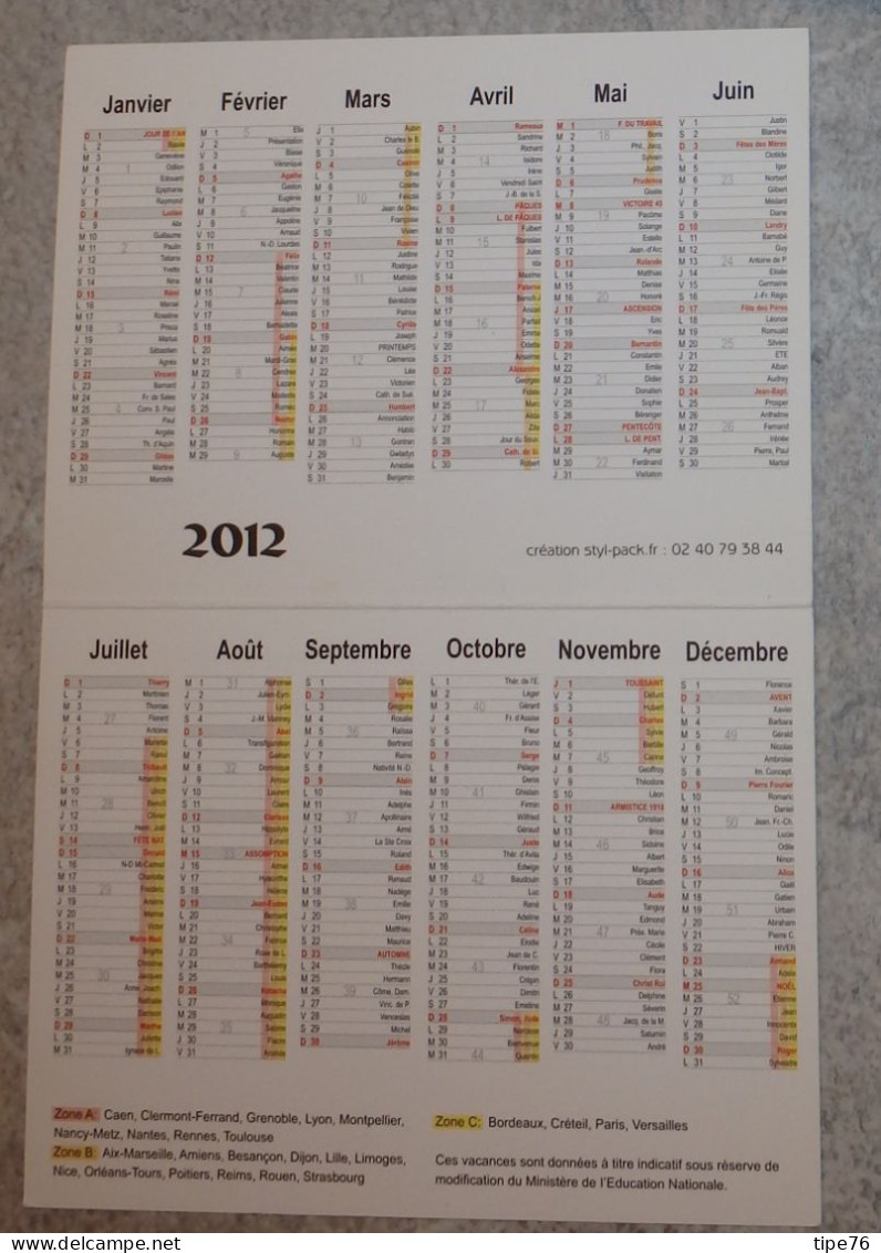 Petit Calendrier De Poche 2012 Fleur Lilas Arrosoir - Kleinformat : 2001-...