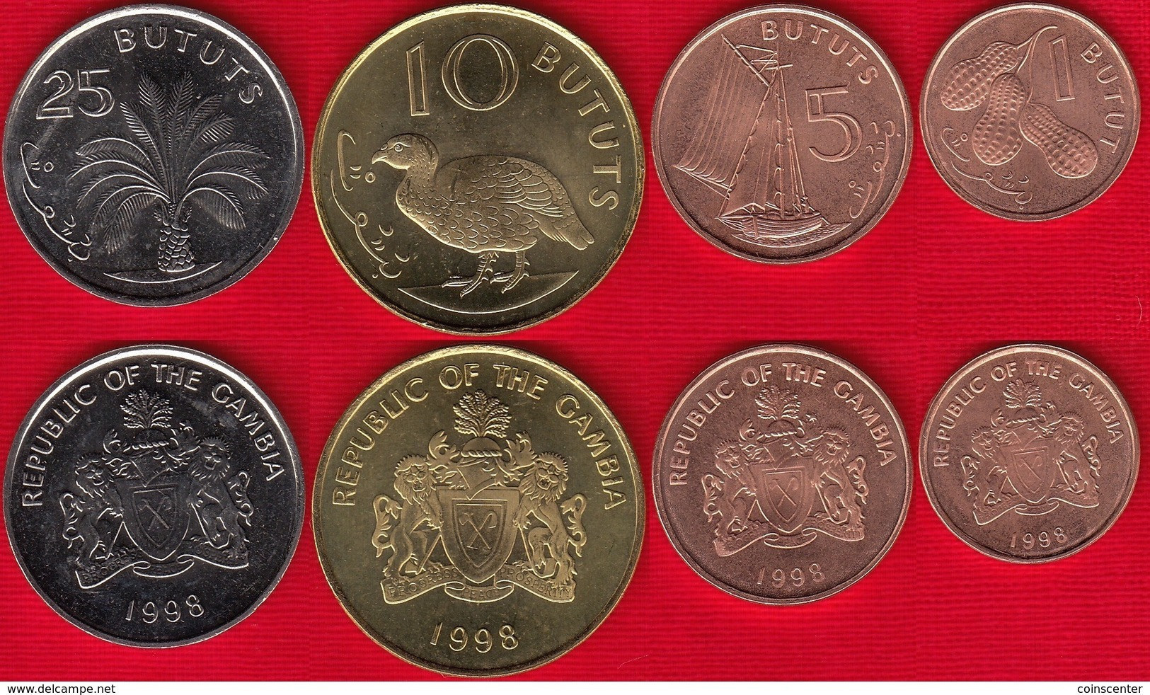 Gambia Set Of 4 Coins: 1 - 25 Bututs 1998 UNC - Gambia