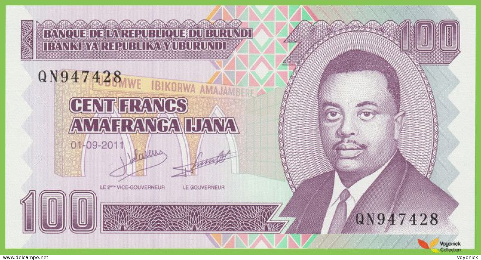 Voyo BURUNDI 100 Francs 2011 P44b B231b QN UNC - Burundi