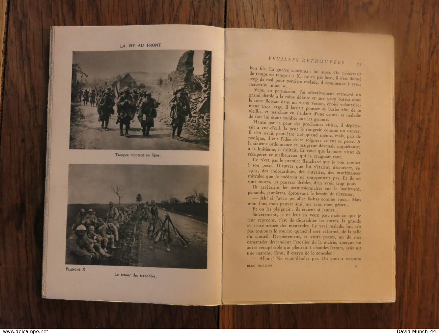 Bleu horizon, pages de la grande guerre de Roland Dorgelès. Editions Albin Michel. 1949