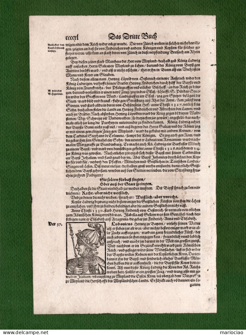 ST-DE Kaiser Ludwig IV Der Bayer 1550 Sebastian Münster Cosmographia 3 Holzschnitte - Estampes & Gravures