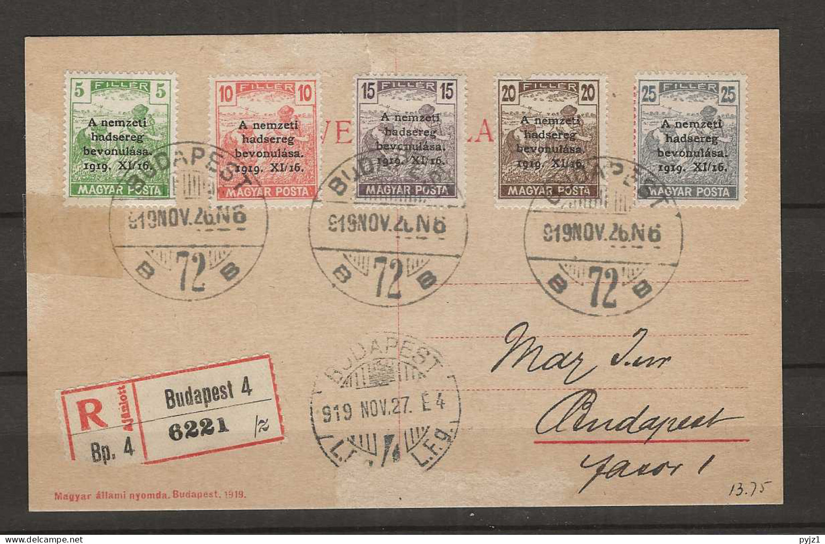 1919 USED Hungary Mi 286-90 - Gebruikt