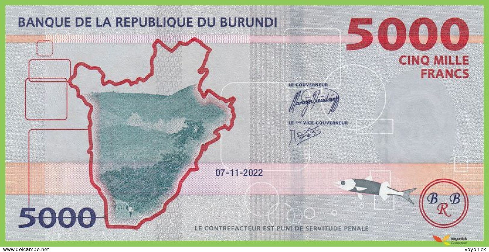 Voyo BURUNDI 5000 Francs 2022(2023) P58 B244a DM UNC - Burundi