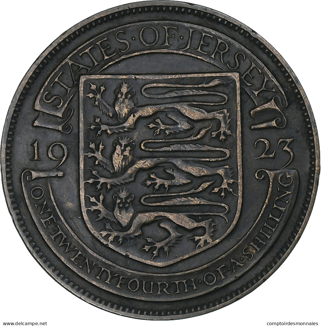 Jersey, George V, 1/24 Shilling, 1923, Londres, Bronze, TTB+, KM:13 - Jersey