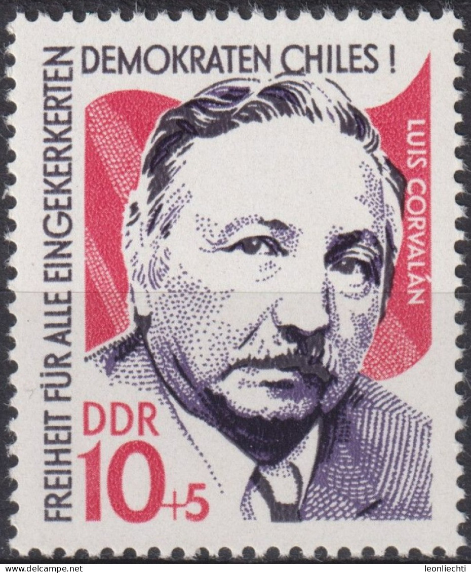 1973 DDR ** Mi:DD 1890, Sn:DD B174, Yt:DD 1577, Sg:DD E1614, Luis Corvalán, Solidarität Mit Dem Chilenischen Volk - Neufs