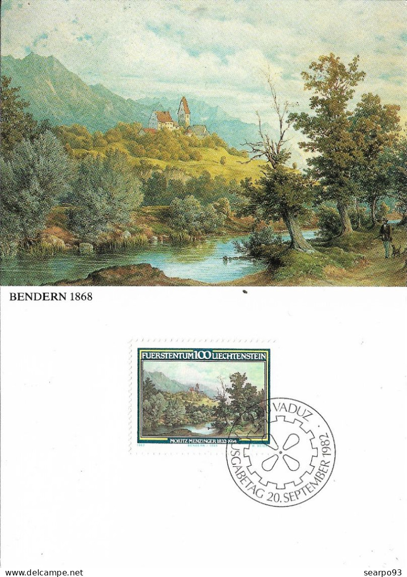 LIECHTENSTEIN. MAXICARD FIRST DAY. BENDERN 1868. MORITZ MENZINGER. 1982 - Cartas Máxima