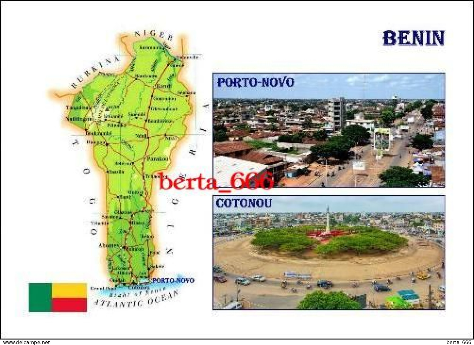 Benin Country Map New Postcard * Carte Geographique * Landkarte - Benin