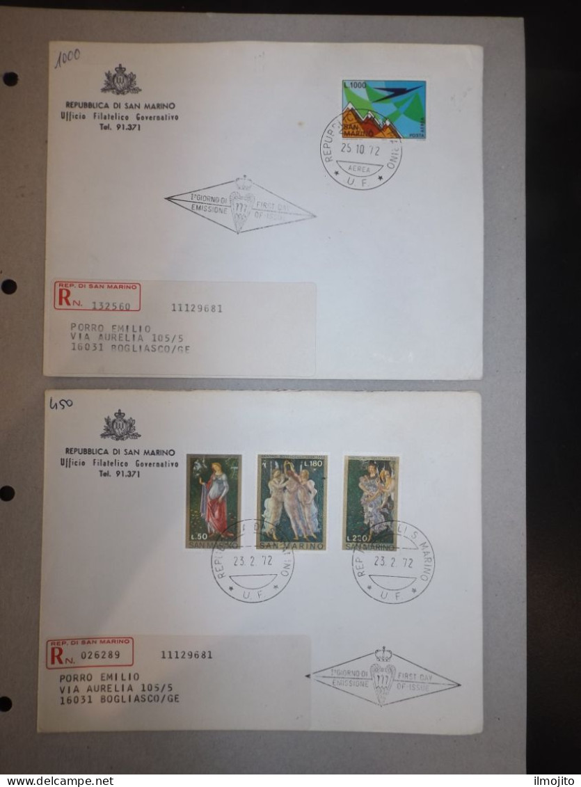 LOTTO MISTO CARTOLINE BUSTE PRIMO GIORNO REPUBBLICA DI SAN MARINO ANNI 70 - Collections