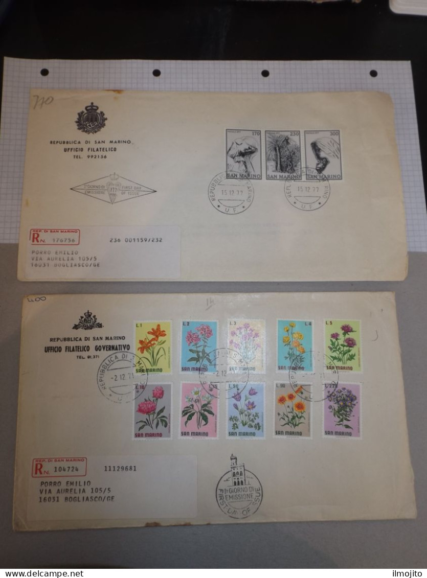 LOTTO MISTO CARTOLINE BUSTE PRIMO GIORNO REPUBBLICA DI SAN MARINO ANNI 70