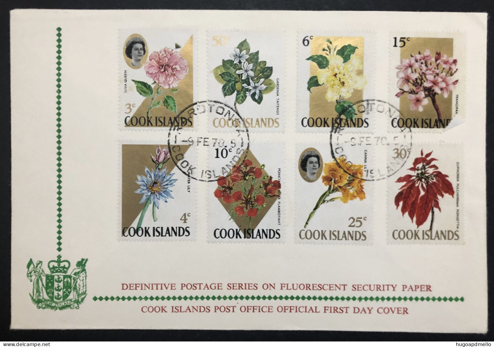 COOK ISLANDS, Uncirculated FDC, « FLORA », « FLOWERS », 1970 - Cookeilanden