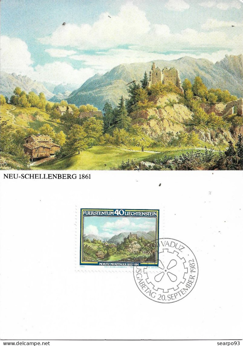 LIECHTENSTEIN. MAXICARD FIRST DAY. NEU SCHELLENBERG 1861. MORITZ MENZINGER. 1982 - Cartas Máxima