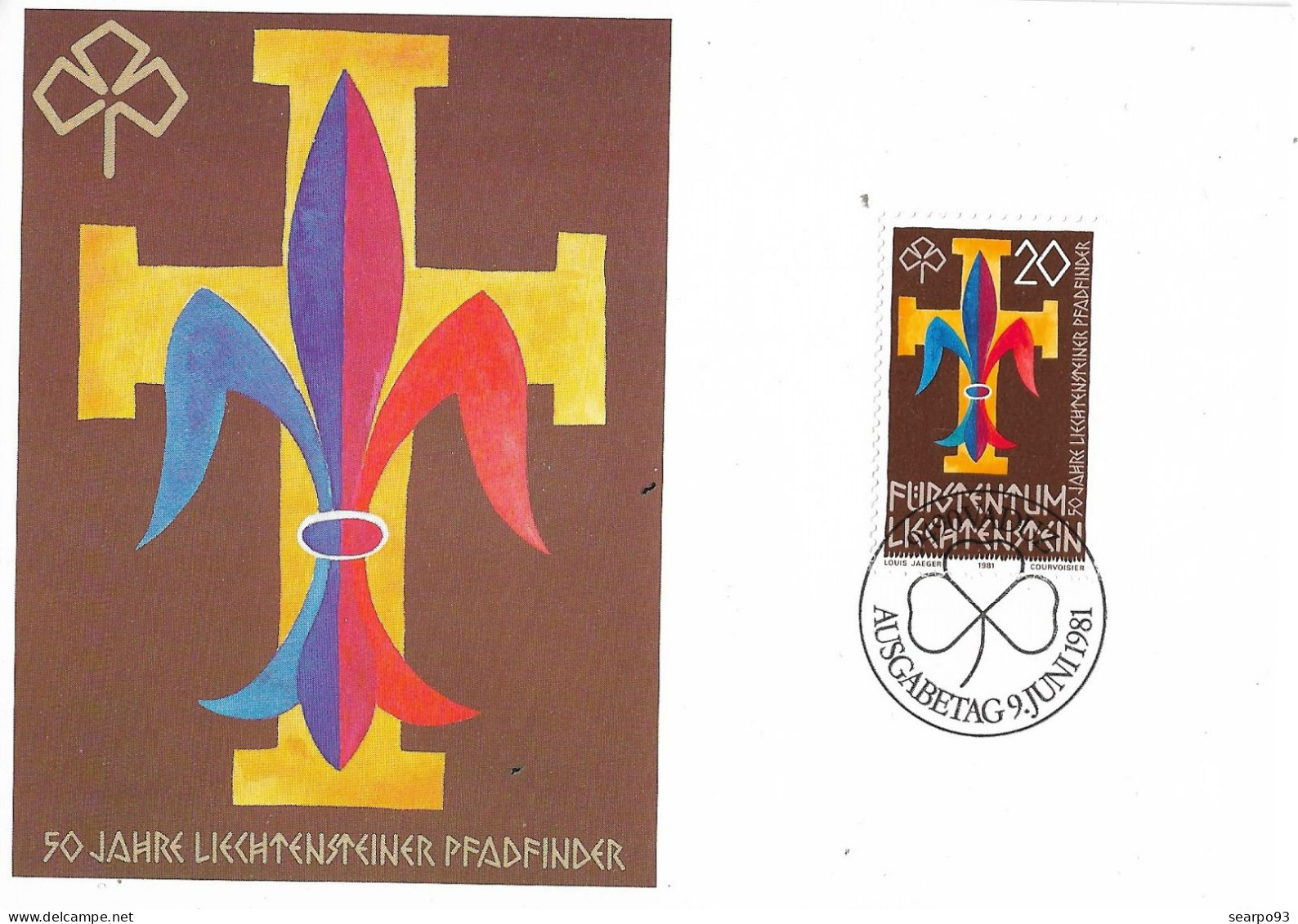 LIECHTENSTEIN. MAXICARD FIRST DAY. 50th ANNIVERSARY OF LIECHTENSTEIN SCOUTS. 1981 - Cartoline Maximum