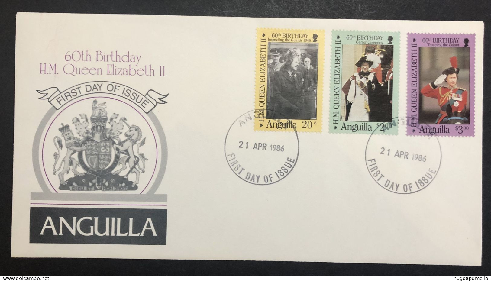 ANGUILLA, Uncirculated FDC, « QUEEN ELISABETH II », « British Monarchy », 1986 - Anguilla (1968-...)