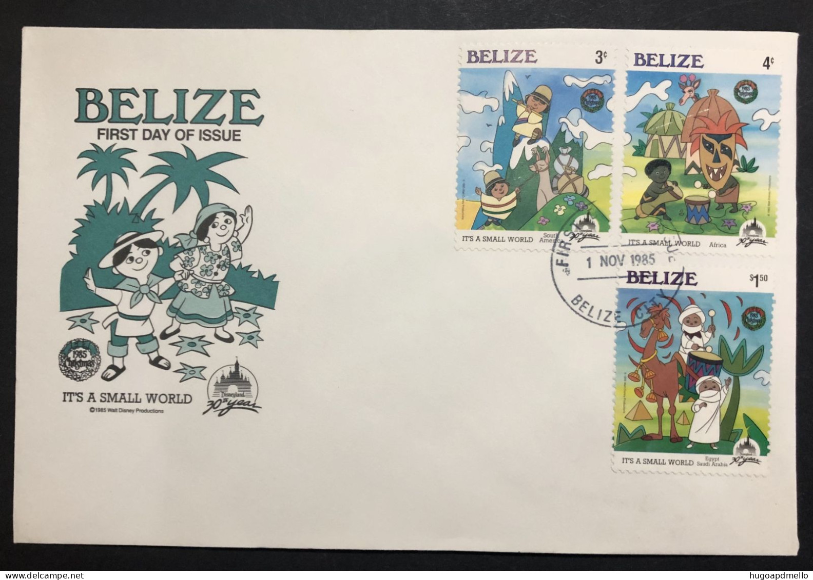 BELIZE, Uncirculated FDC, « DISNEY », « IT'S A SMALL WORLD », 1985 - Bandes Dessinées