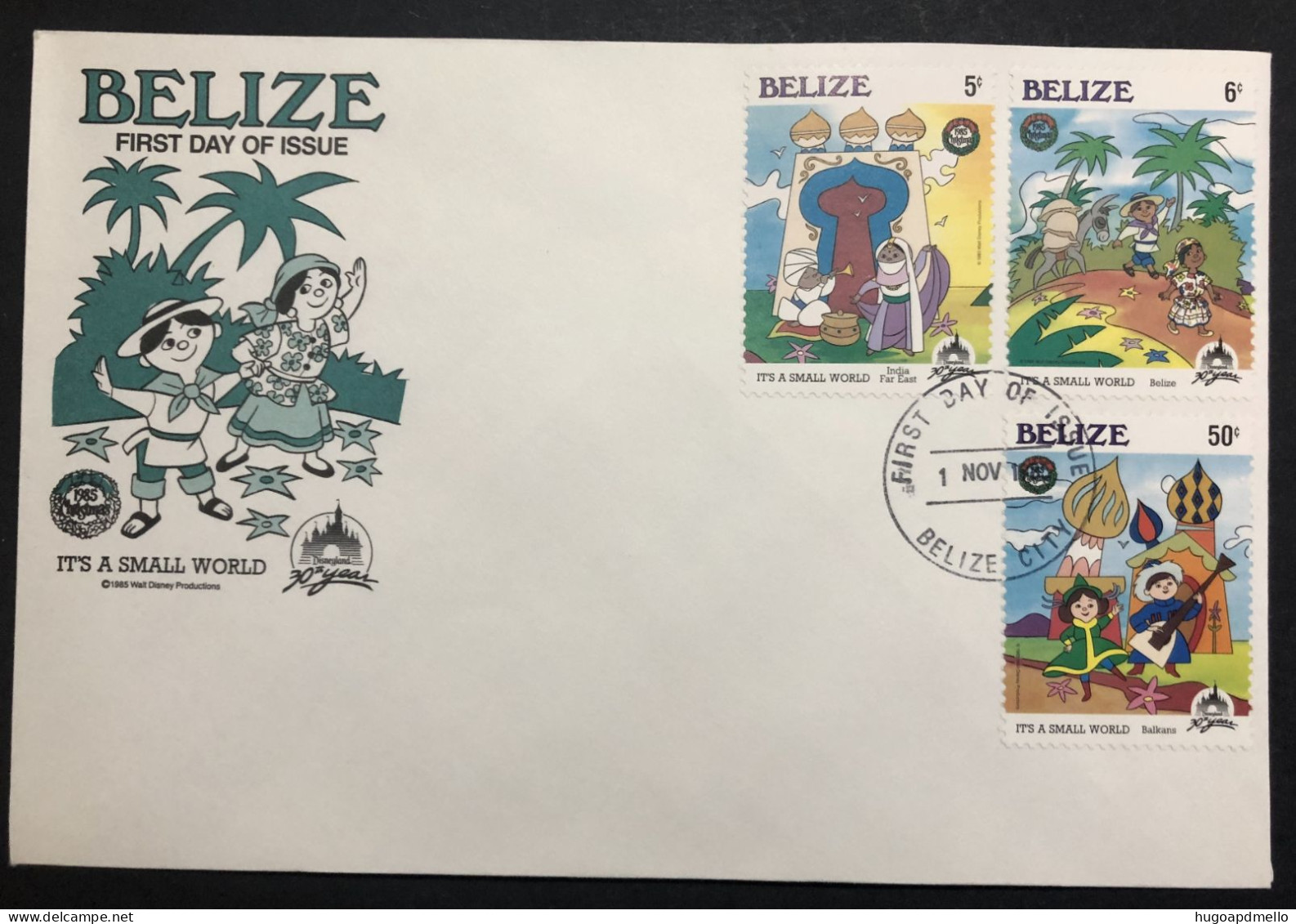 BELIZE, Uncirculated FDC, « DISNEY », « IT'S A SMALL WORLD », 1985 - Cómics