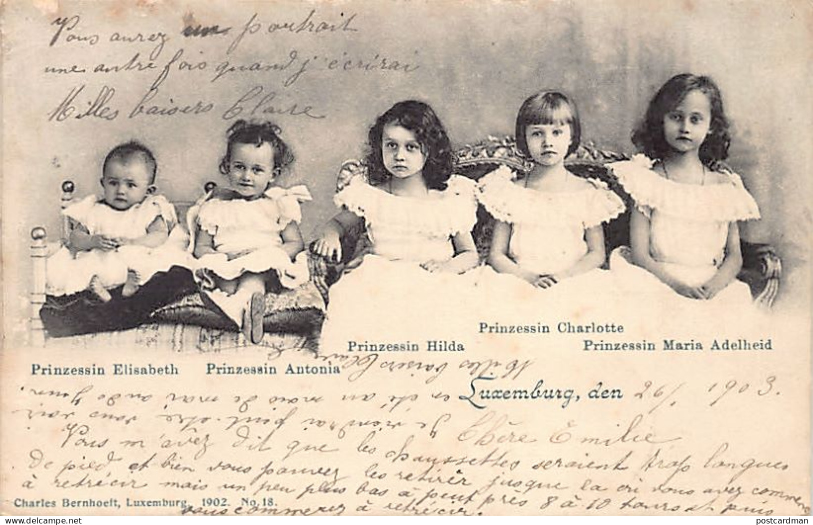 Luxembourg - Famille Grand-Ducale  - Les Filles Du Grand-Duc Guillaume IV En 1902 - Ed. Ch. Bernhoeft 18 - Familia Real