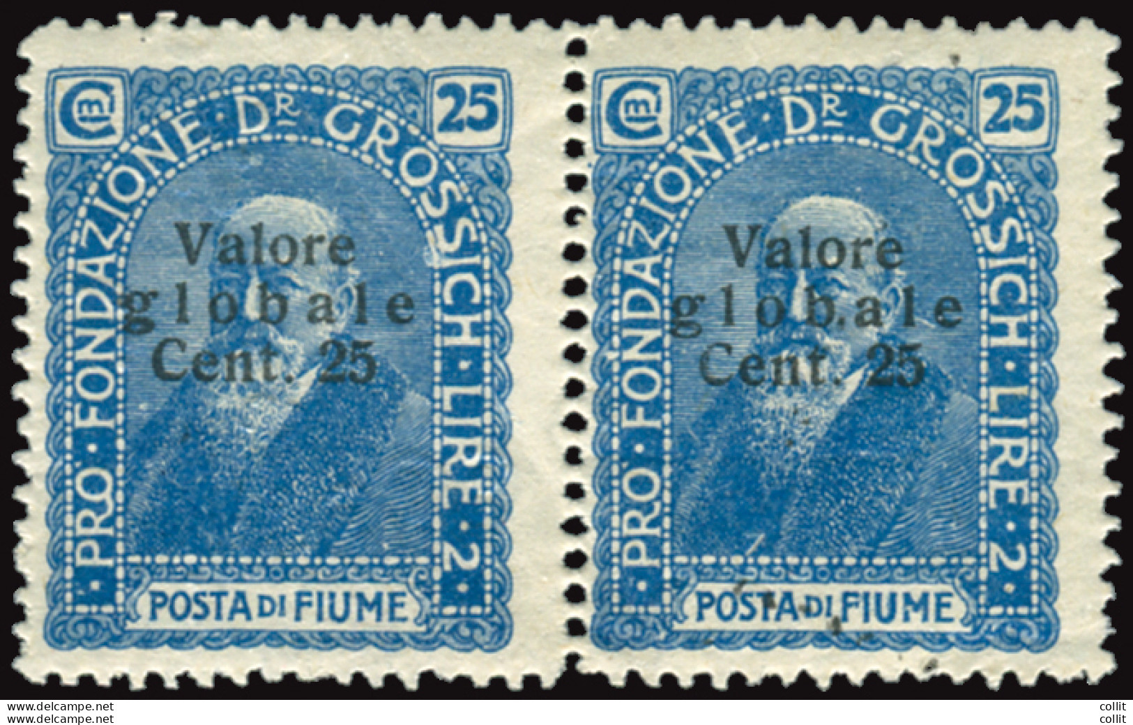 Fiume - Segnatasse Cent. 0,02 Su 25 Soprastampa Obliqua - Andere & Zonder Classificatie