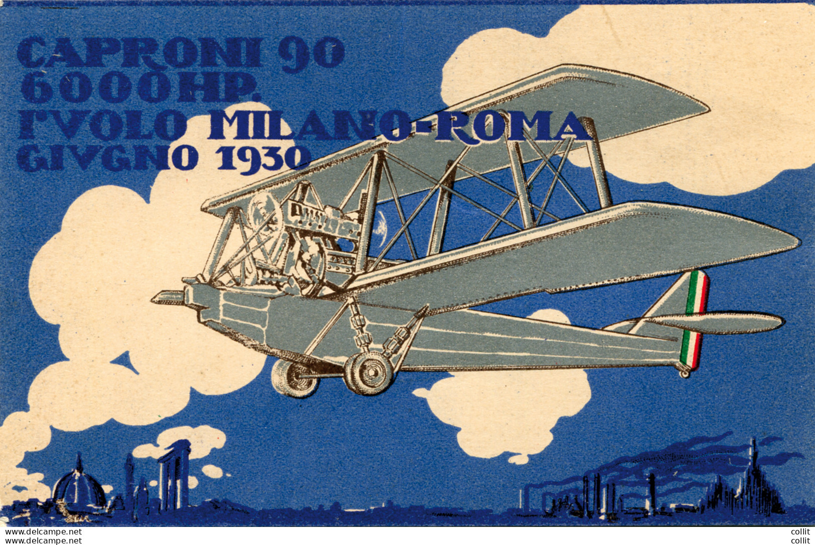 Milano - Roma Del 8.6.1930 - Cartolina Commemorativa Del Volo - Storia Postale (Posta Aerea)