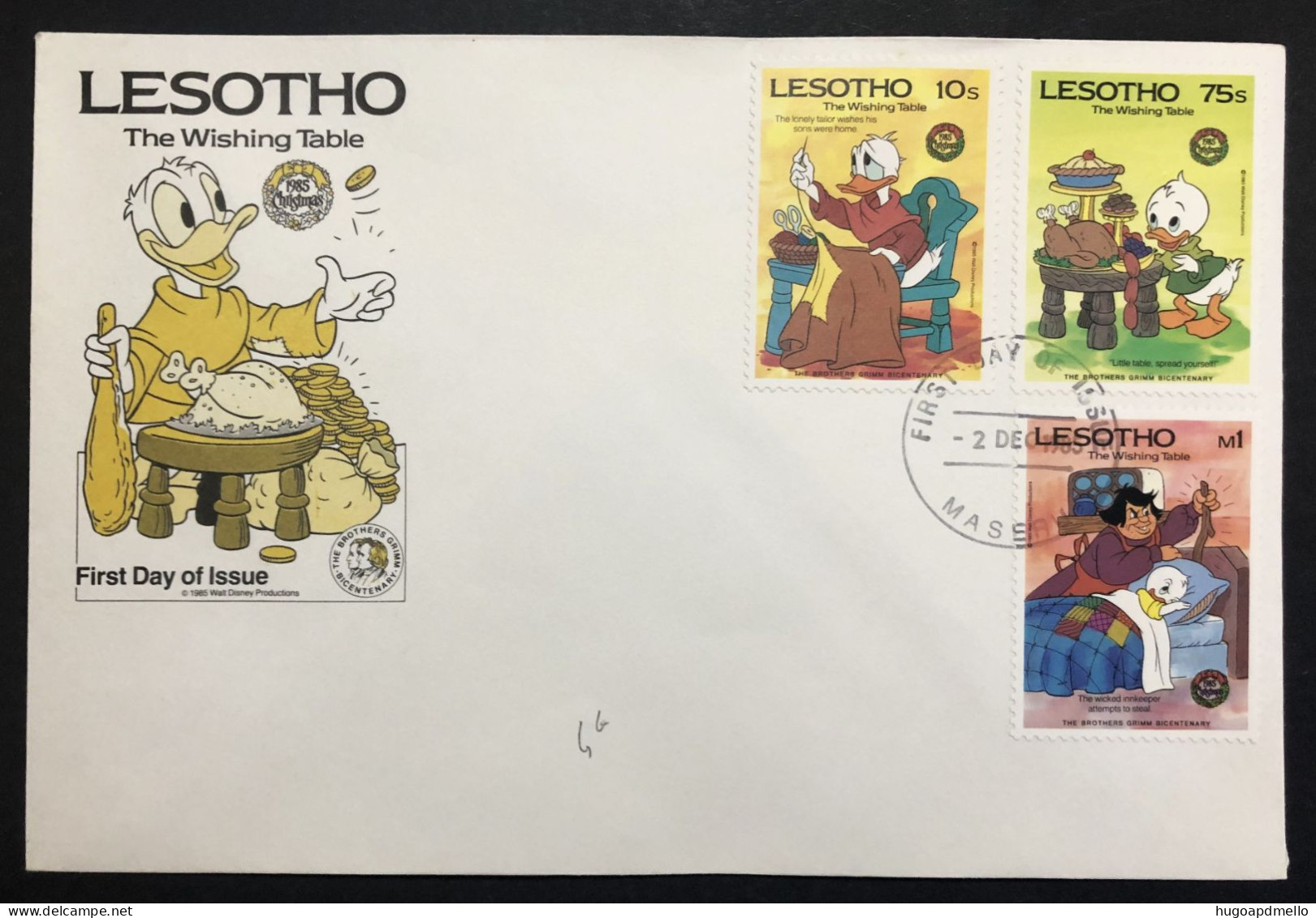 LESOTHO, Uncirculated FDC, « DISNEY », « THE WISHING TABLE », 1985 - Stripsverhalen