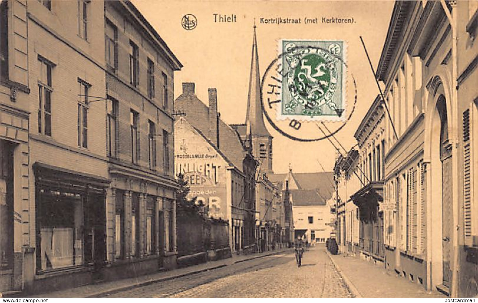TIELT (W. Vl.) Kortijkstraat (met Kerktoren) - Uitg. A. Christiaens-D'Hont  - Tielt