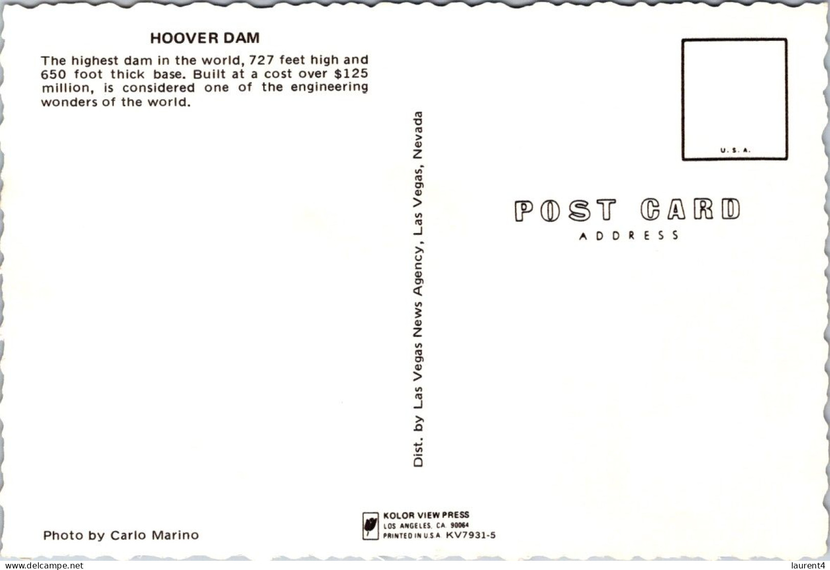 6-4-2024 (1 Z 12) USA - Hoover Dam - Otros & Sin Clasificación