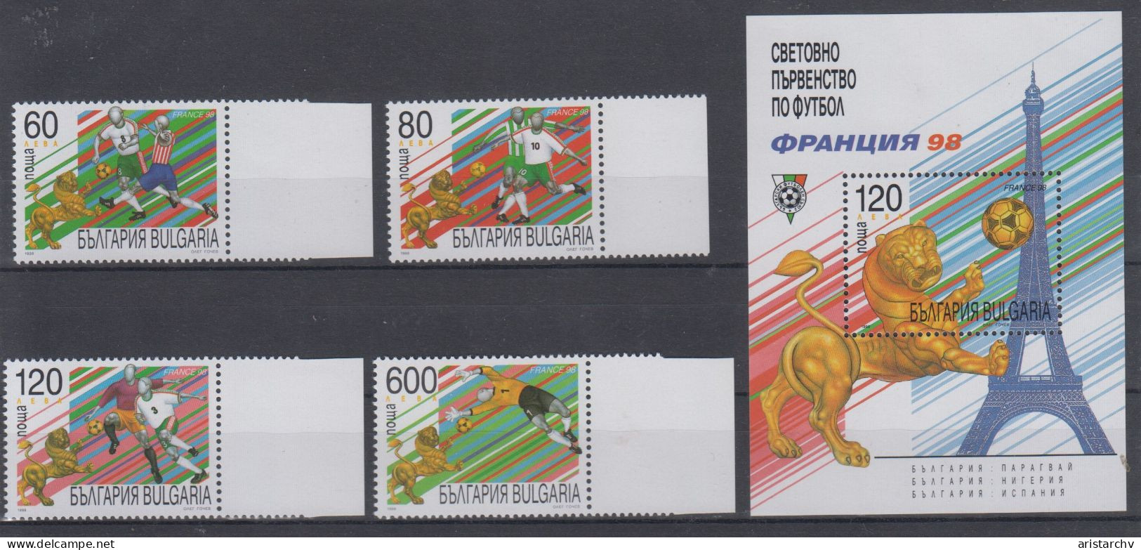 BULGARIA 1998 FOOTBALL WORLD CUP S/SHEET AND 4 STAMPS - 1998 – Frankrijk