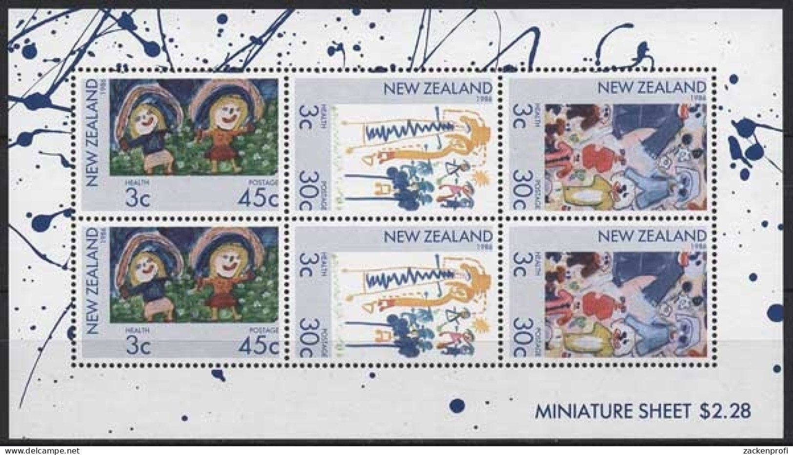 Neuseeland 1986 Gesundheit Kinderzeichnungen 968/70 K Postfrisch (C25854) - Blocs-feuillets