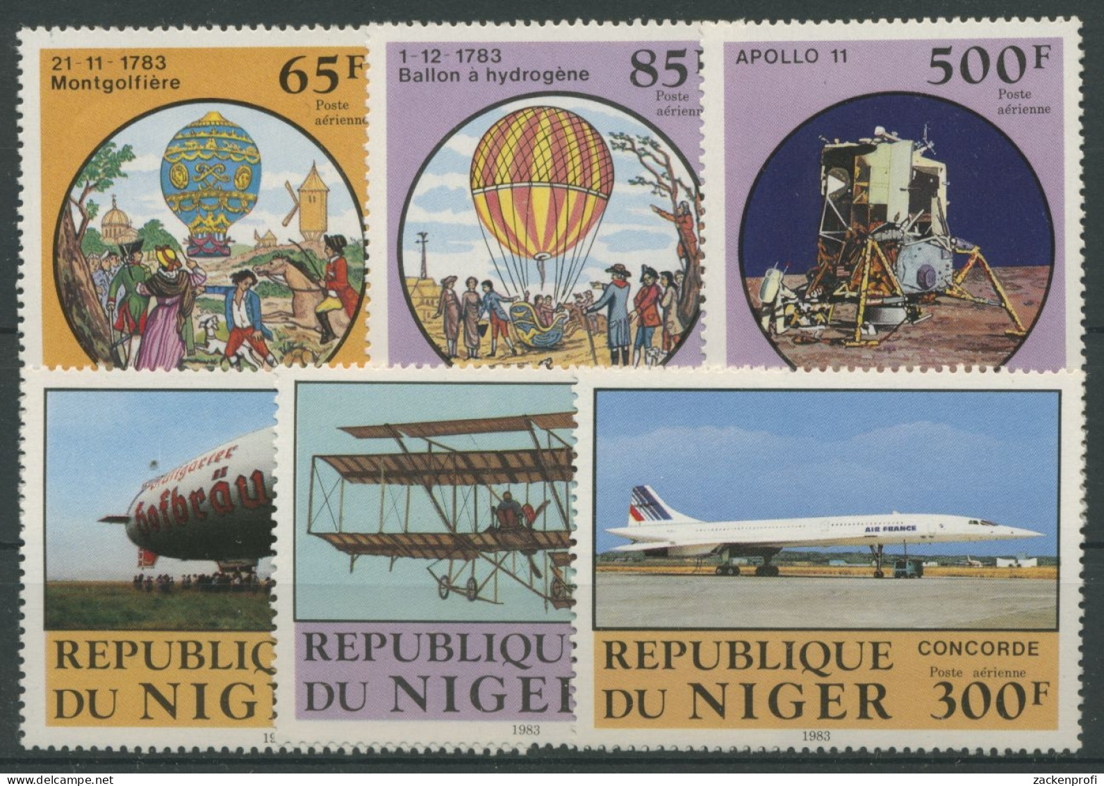 Niger 1983 200 Jahre Luftfahrt Concorde Zeppelin Ballon 825/30 Postfrisch - Níger (1960-...)