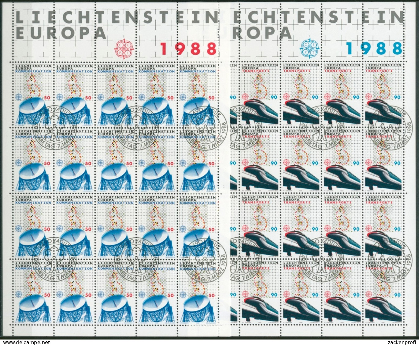 Liechtenstein 1988 Europa CEPT Transport U. Kommunik. 937/38 Gestempelt (C16236) - Blocs & Feuillets