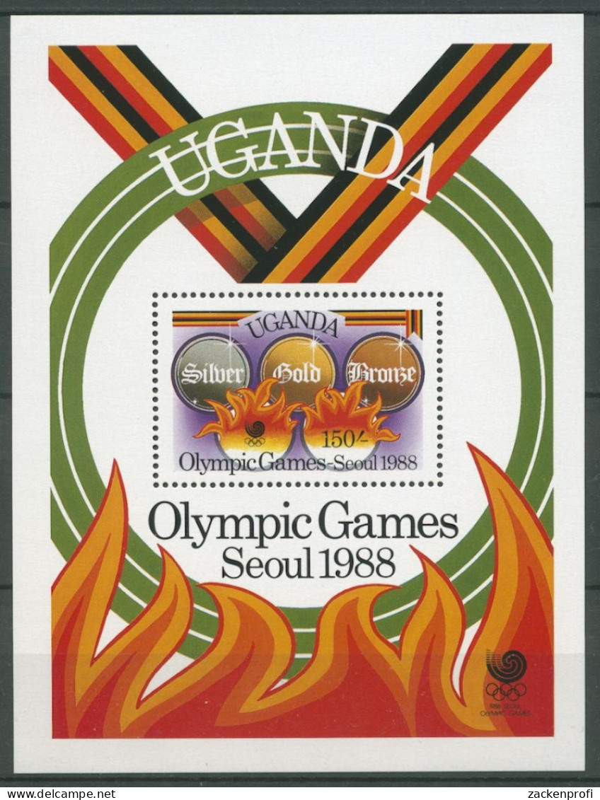 Uganda 1988 Olymp. Sommerspiele Seoul Medaillen Block 79 Postfrisch (C27483) - Uganda (1962-...)