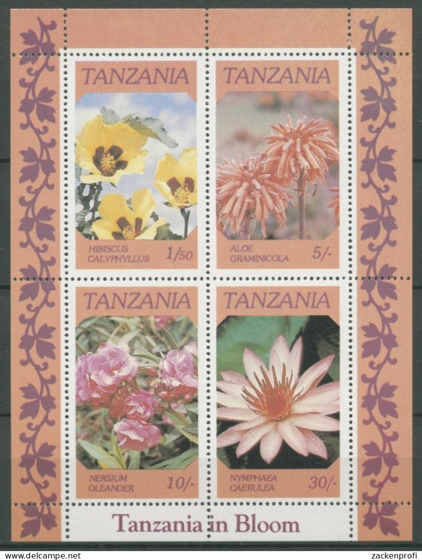 Tansania 1986 Blumen Seerose Hibiskus Block 57 Postfrisch (C27382) - Tanzania (1964-...)