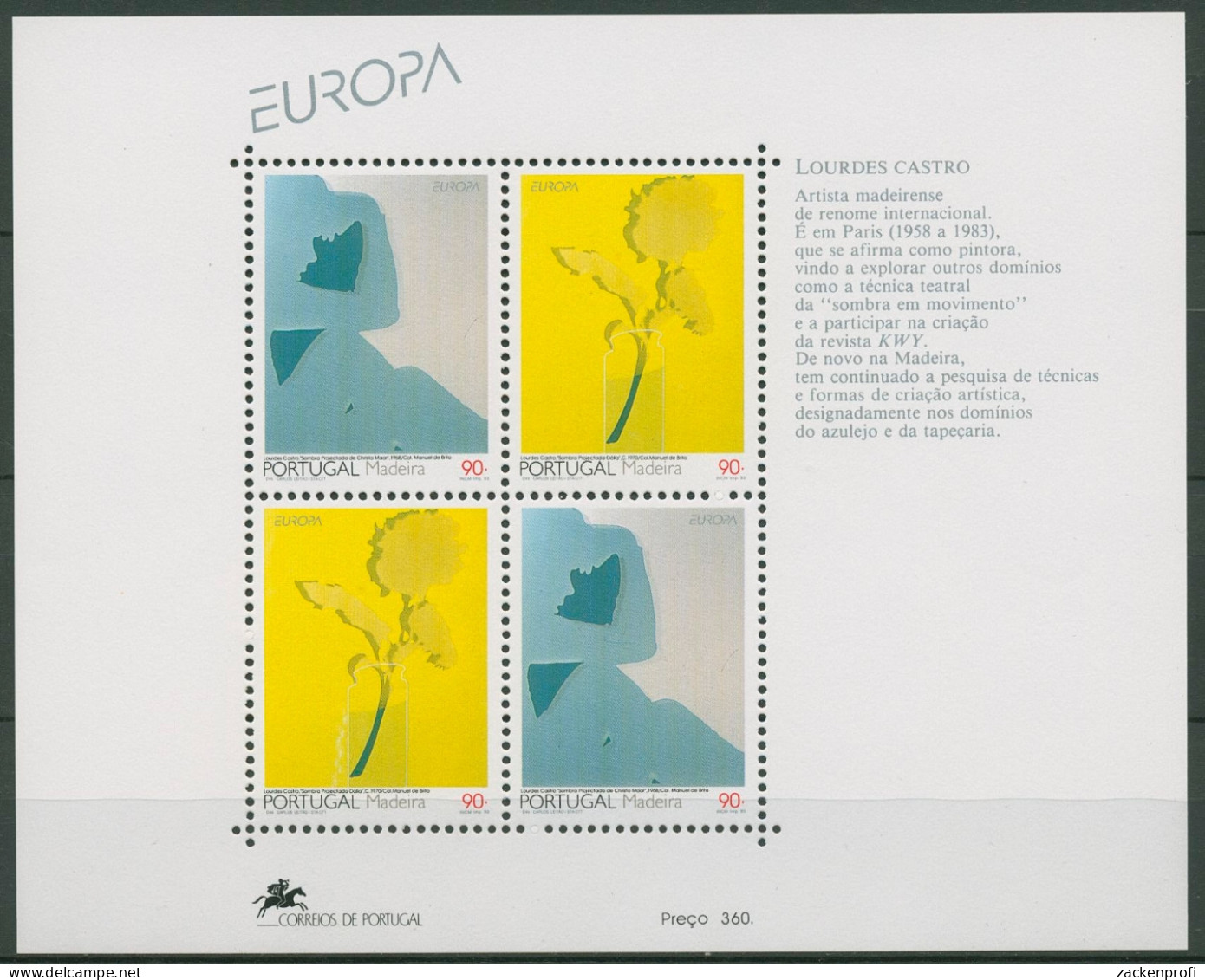 Portugal - Madeira 1993 Europa CEPT Zeitgenö. Kunst Block 13 Postfrisch (C90992) - Madeira