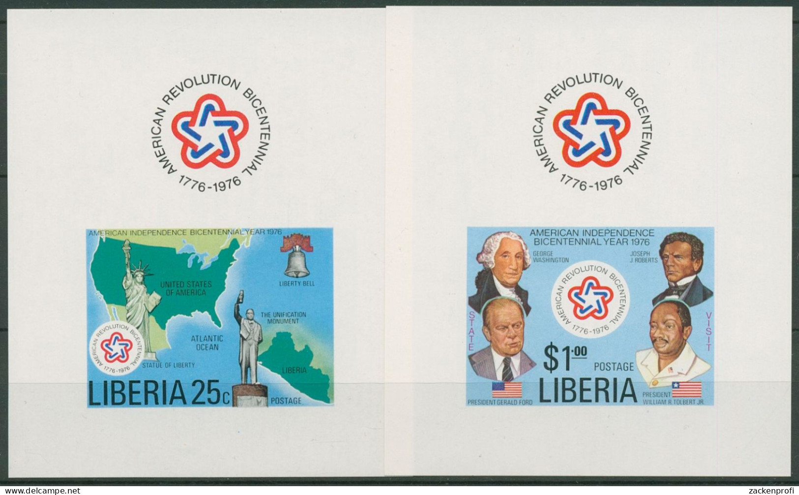 Liberia 1976 200 J. Unabhängigkeit Der USA 1013/14 B Block Postfrisch (C27476) - Liberia
