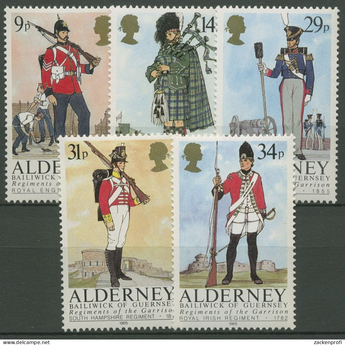 Alderney 1985 Militär Historische Uniformen 23/27 Postfrisch - Alderney