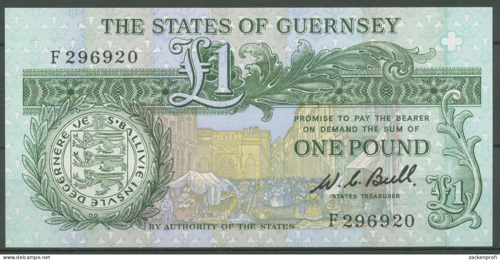 Guernsey 1 Pound 1980, De Lisle Brock, KM 48 A, Kassenfrisch (K119) - Guernesey