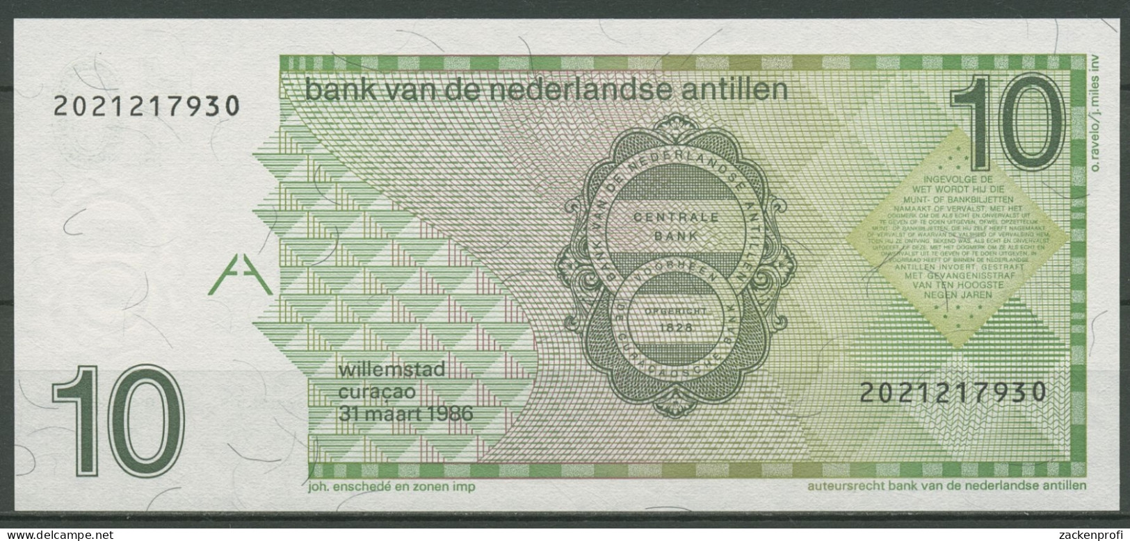 Niederländische Antillen 10 Gulden 1986, KM 23 A Kassenfrisch (K444) - Antilles Néerlandaises (...-1986)