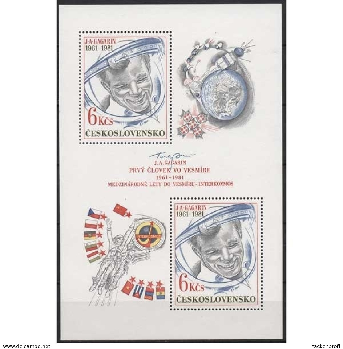 Tschechoslowakei 1981 Weltraumflug Jurij Gagarin Block 43 Postfrisch (C91814) - Blocks & Sheetlets