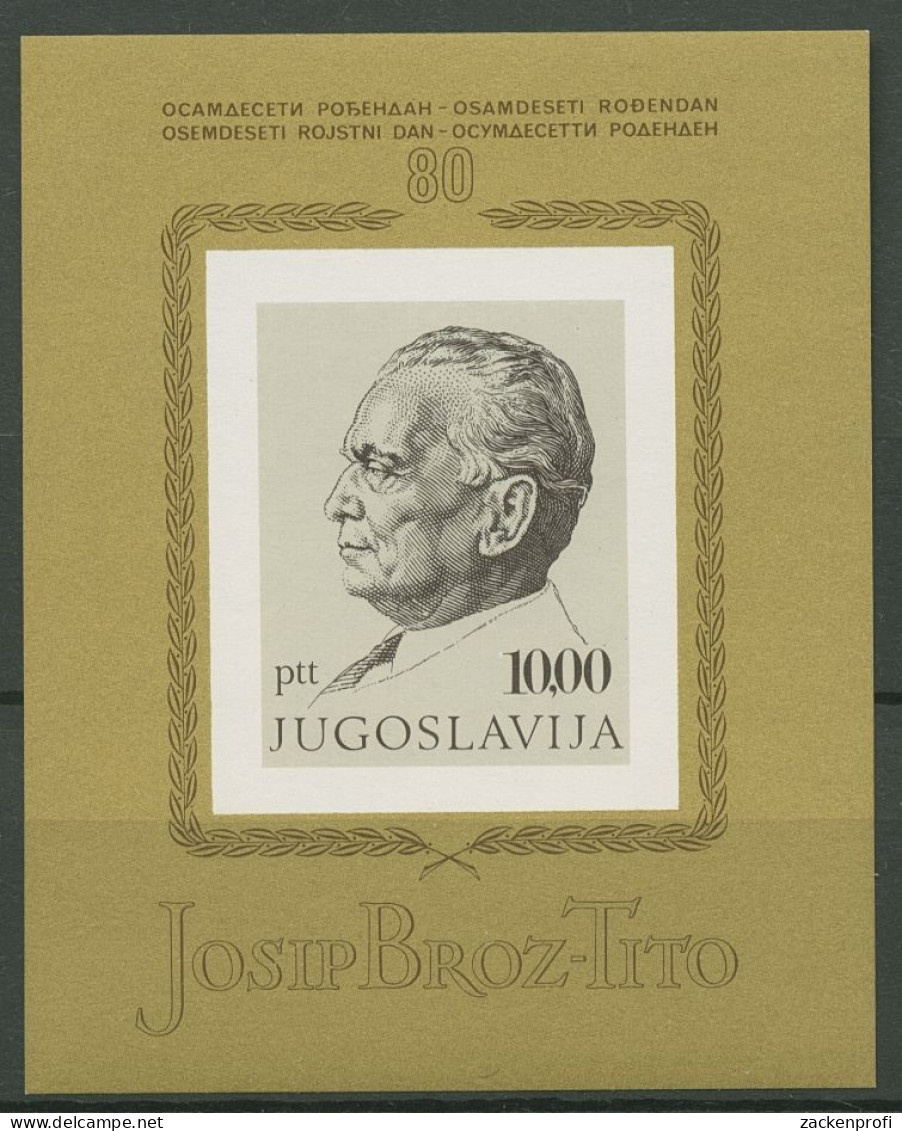 Jugoslawien 1972 Geburtstag Josip Broz Tito Block 17 Postfrisch (C93480) - Blocks & Sheetlets