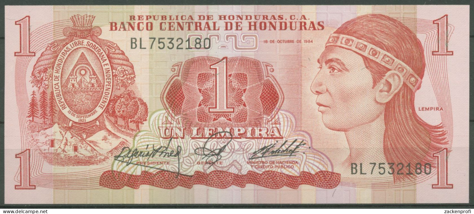 Honduras 1 Lempira 1984, KM 68 B Kassenfrisch (K461) - Honduras