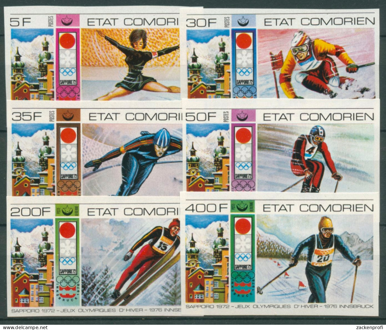 Komoren 1976 Olymp. Winterspiele Innsbruck Skispringen 266/71 B Postfrisch - Comores (1975-...)