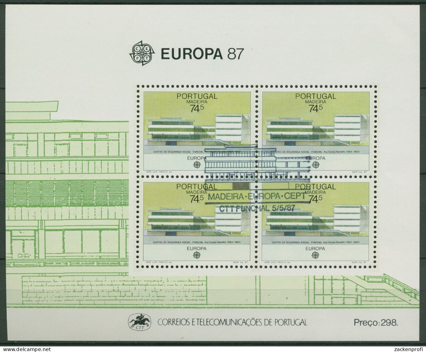 Portugal - Madeira 1987 Europa CEPT Architektur Block 8 Gestempelt (C90983) - Madère