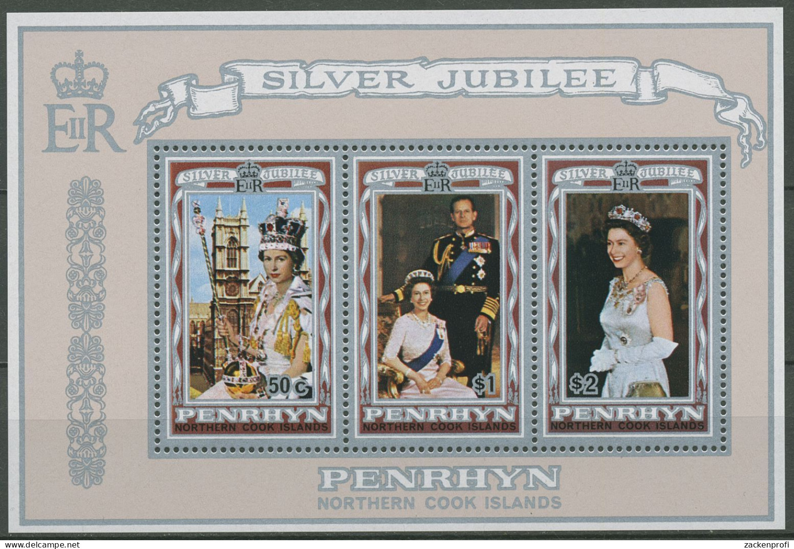 Penrhyn 1977 25 J. Regentschaft Königin Elisabeth II Block 4 Postfrisch (C40132) - Penrhyn