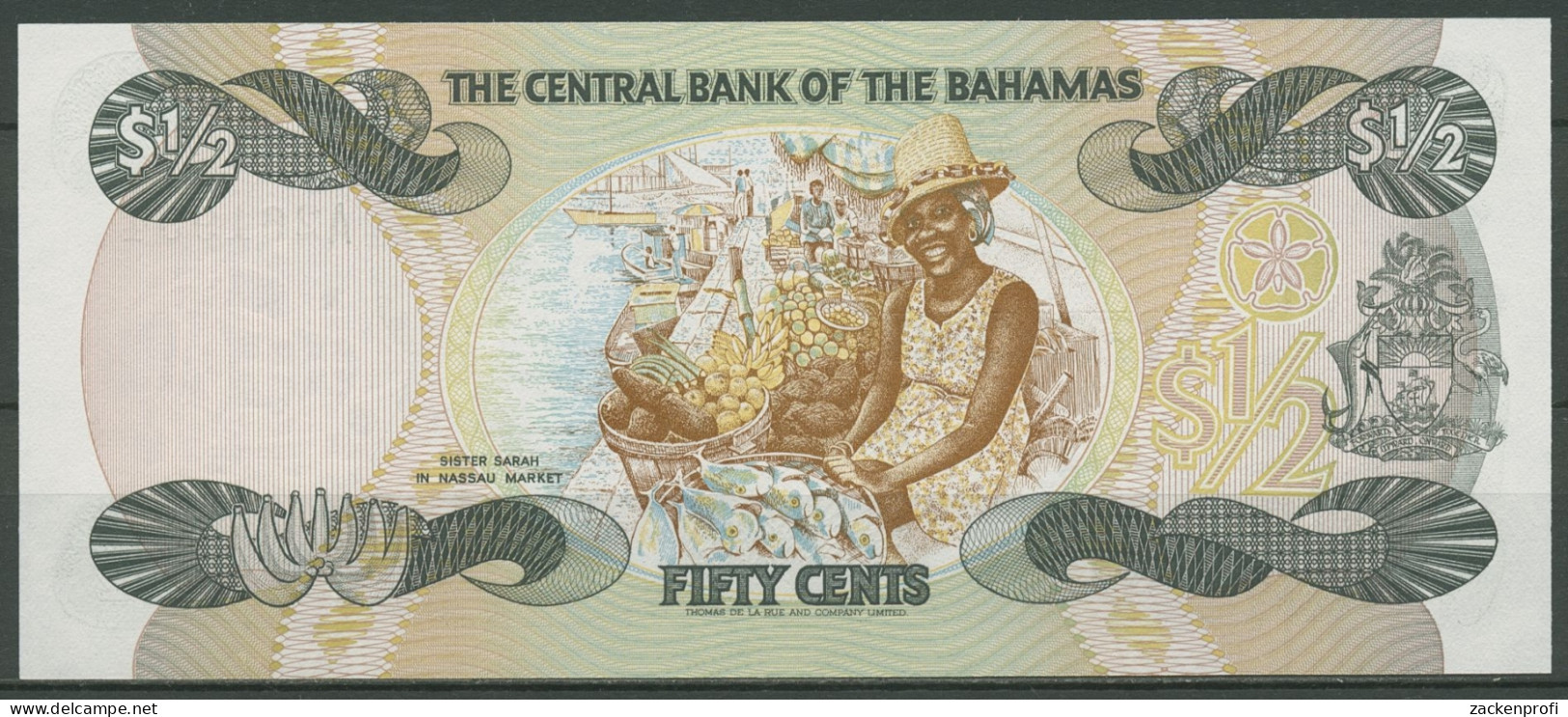 Bahamas 1/2 Dollar 1974, Marktszene, KM 42 A Kassenfrisch (K416) - Bahama's