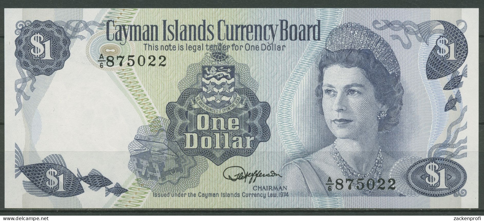 Cayman Islands 1 Dollar 1974, KM 5 E Kassenfrisch (K440) - Cayman Islands