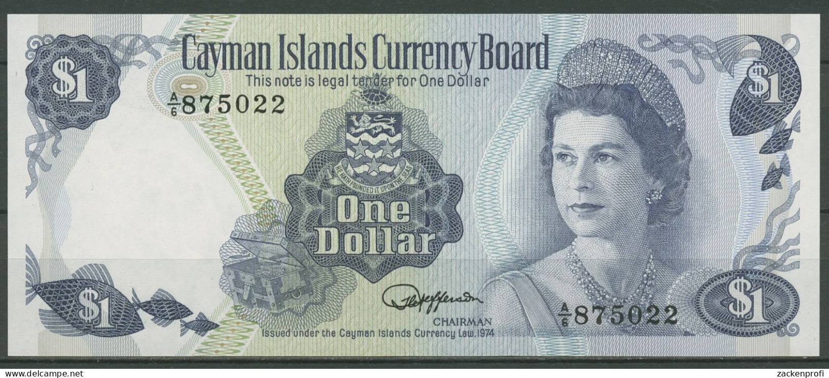 Cayman Islands 1 Dollar 1974, KM 5 E Kassenfrisch (K440) - Isole Caiman